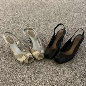 Women's east 5th high heels, Toe Heels - Beige and Black